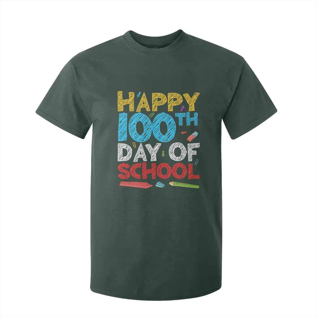 100 Days of School Celebration T Shirt For Kid Happy 100th Day Student Teacher Gift TS01 Dark Forest Green Print Your Wear