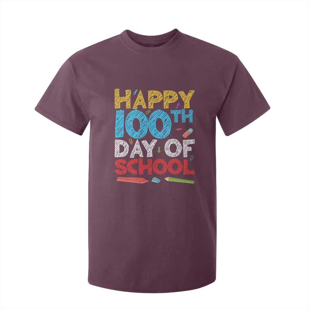 100 Days of School Celebration T Shirt For Kid Happy 100th Day Student Teacher Gift TS01 Maroon Print Your Wear