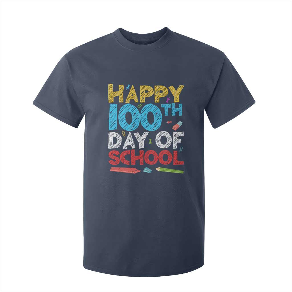 100 Days of School Celebration T Shirt For Kid Happy 100th Day Student Teacher Gift TS01 Navy Print Your Wear