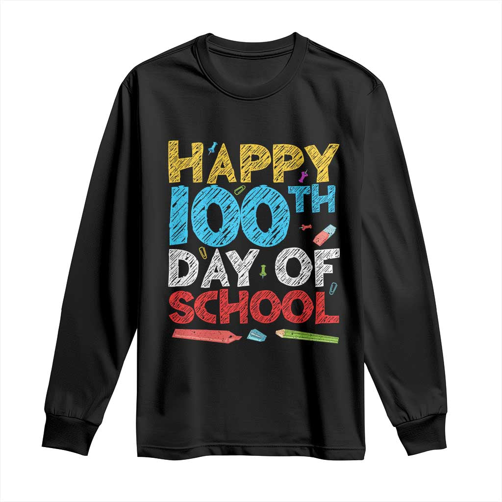 100 Days of School Celebration Long Sleeve Shirt Happy 100th Day Student Teacher Gift TS01 Black Print Your Wear