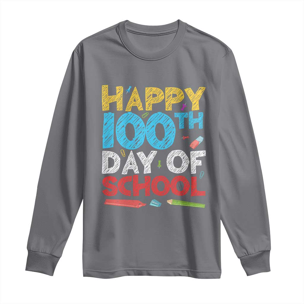 100 Days of School Celebration Long Sleeve Shirt Happy 100th Day Student Teacher Gift TS01 Charcoal Print Your Wear