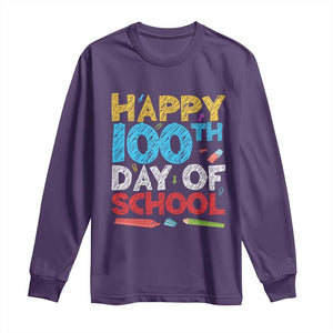 100 Days of School Celebration Long Sleeve Shirt Happy 100th Day Student Teacher Gift TS01 Purple Print Your Wear