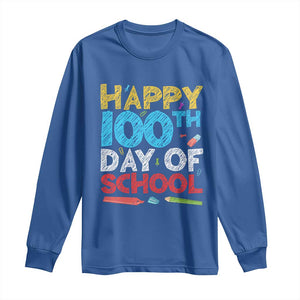 100 Days of School Celebration Long Sleeve Shirt Happy 100th Day Student Teacher Gift TS01 Royal Blue Print Your Wear