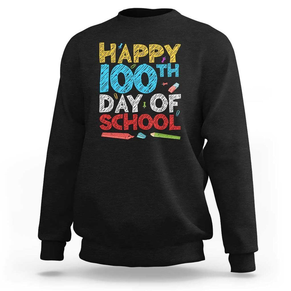 100 Days of School Celebration Sweatshirt Happy 100th Day TS01 Black Print Your Wear