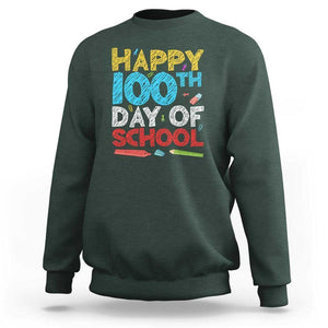 100 Days of School Celebration Sweatshirt Happy 100th Day TS01 Dark Forest Green Print Your Wear