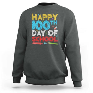 100 Days of School Celebration Sweatshirt Happy 100th Day TS01 Dark Heather Print Your Wear