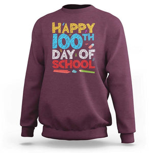 100 Days of School Celebration Sweatshirt Happy 100th Day TS01 Maroon Print Your Wear