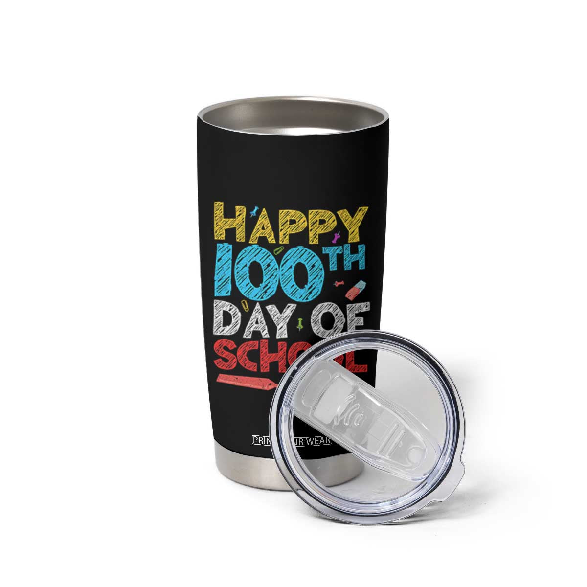 100 Days of School Celebration Tumbler Cup Happy 100th Day Student Teacher Gift TS01 Print Your Wear