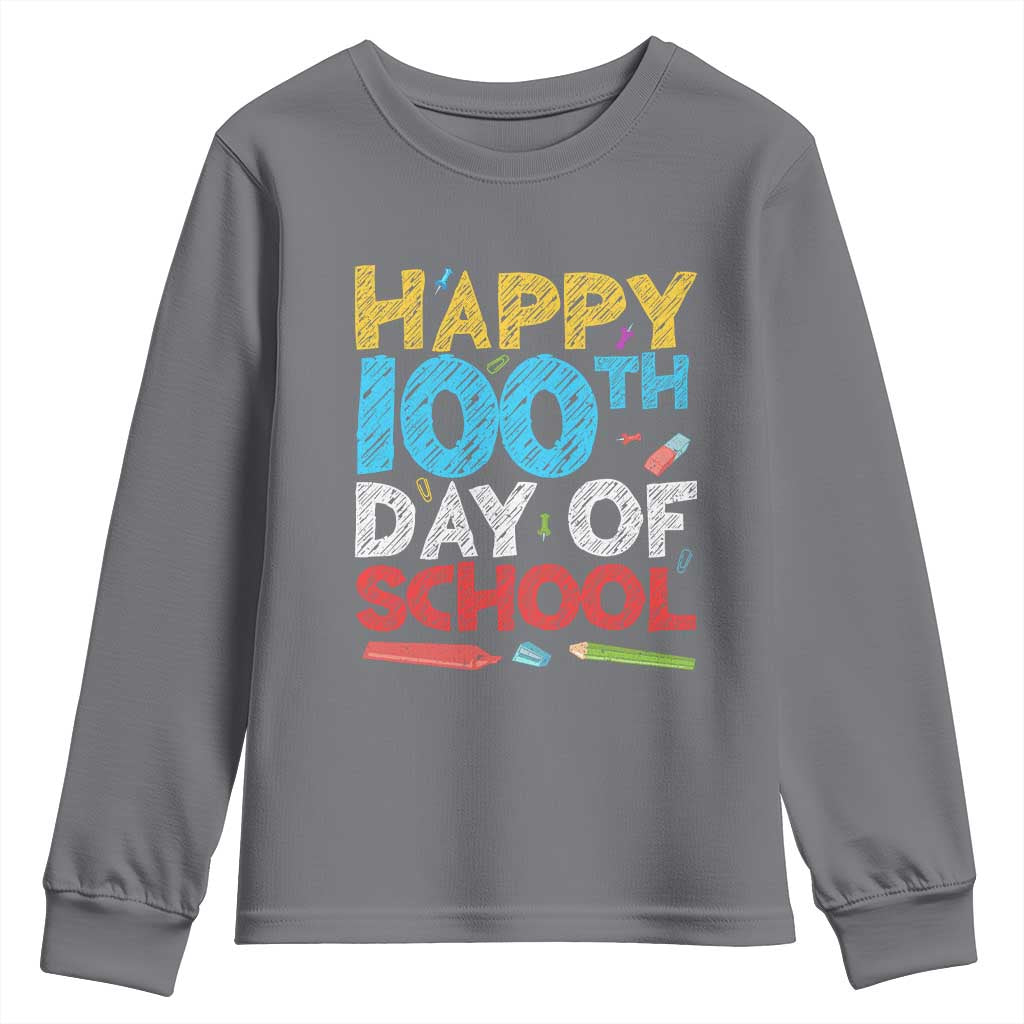 100 Days of School Celebration Youth Sweatshirt Happy 100th Day Student Teacher Gift TS01 Charcoal Print Your Wear