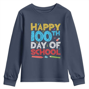 100 Days of School Celebration Youth Sweatshirt Happy 100th Day Student Teacher Gift TS01 Navy Print Your Wear
