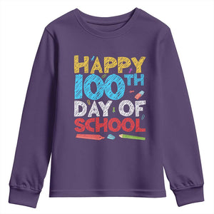 100 Days of School Celebration Youth Sweatshirt Happy 100th Day Student Teacher Gift TS01 Purple Print Your Wear