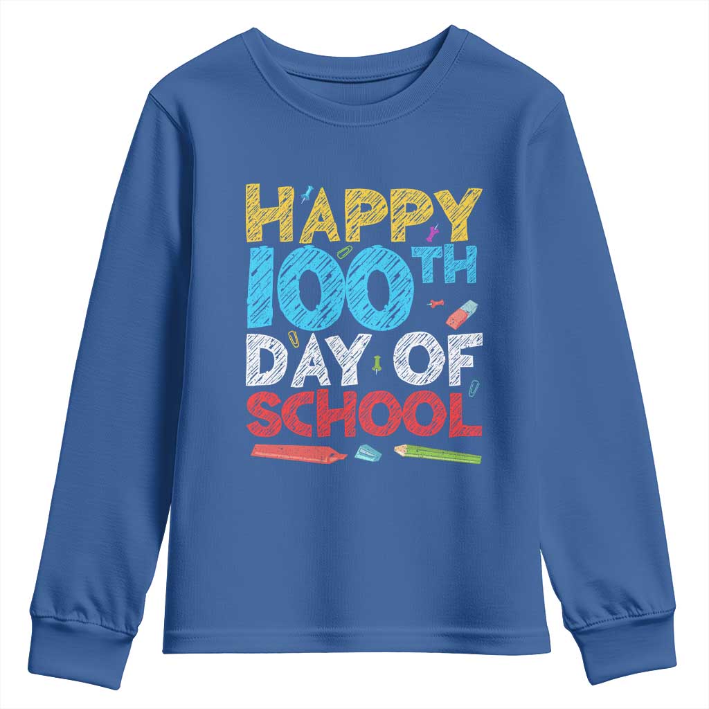100 Days of School Celebration Youth Sweatshirt Happy 100th Day Student Teacher Gift TS01 Royal Blue Print Your Wear