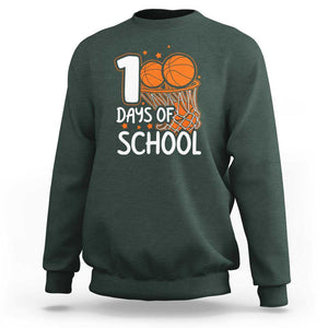 100th Day of School Sweatshirt Basketball Theme for Kids TS01 Dark Forest Green Print Your Wear