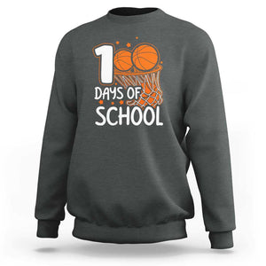 100th Day of School Sweatshirt Basketball Theme for Kids TS01 Dark Heather Print Your Wear