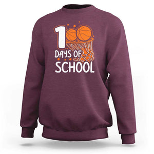 100th Day of School Sweatshirt Basketball Theme for Kids TS01 Maroon Print Your Wear