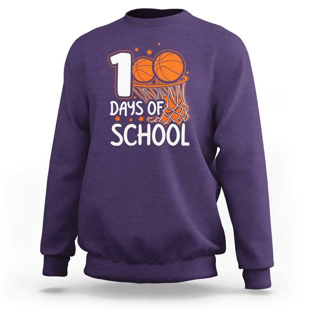 100th Day of School Sweatshirt Basketball Theme for Kids TS01 Purple Print Your Wear