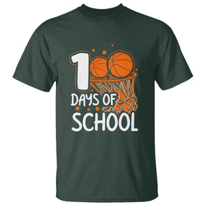 100th Day of School T Shirt Basketball Theme for Kids TS01 Dark Forest Green Print Your Wear