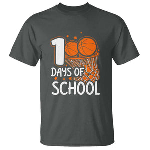 100th Day of School T Shirt Basketball Theme for Kids TS01 Dark Heather Print Your Wear