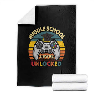 Middle School Level Unlocked Throw Blanket Funny Gamer First Day of Middle School TS01 Black Print Your Wear