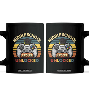 Middle School Level Unlocked Coffee Mug Funny Gamer First Day of Middle School TS01 Black Print Your Wear