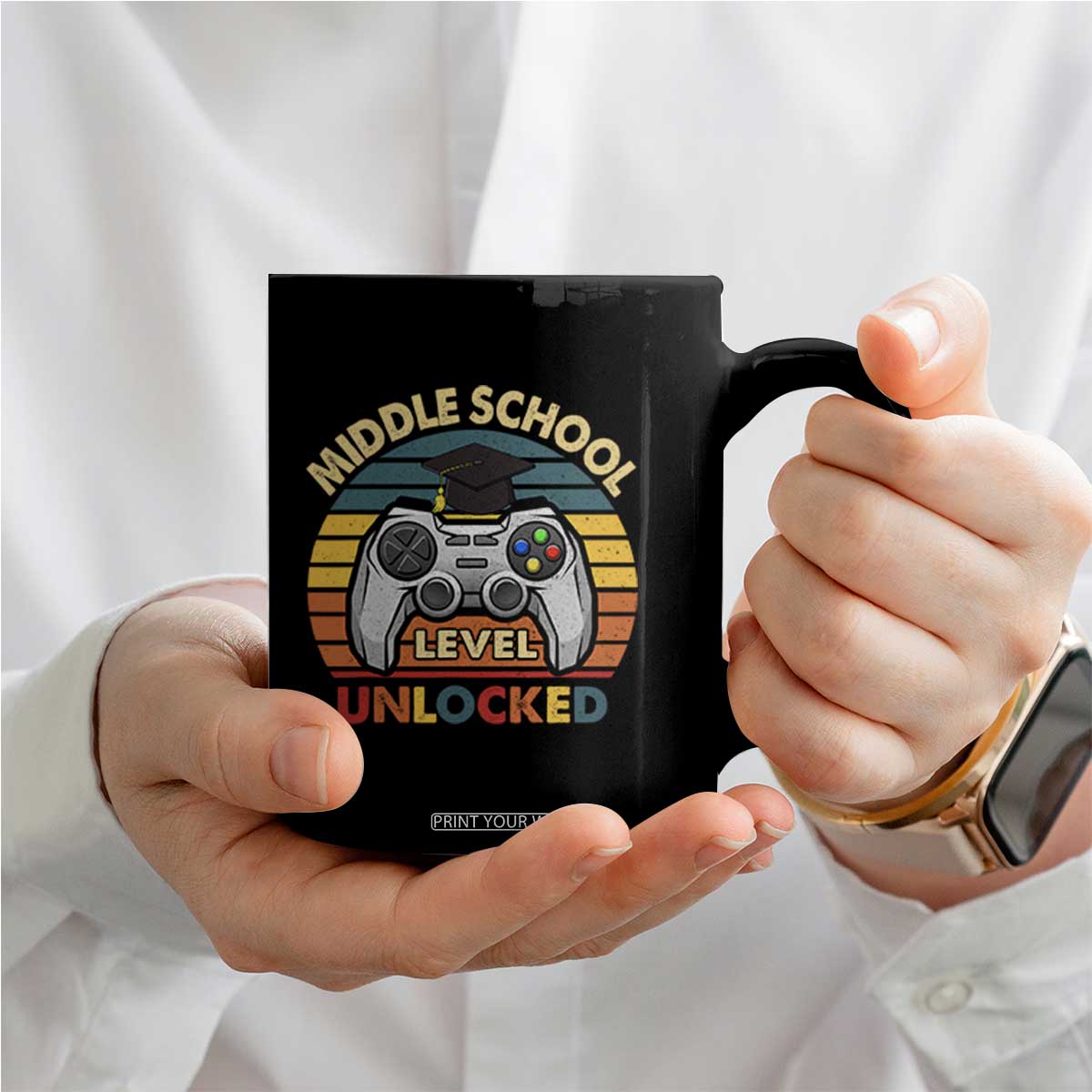 Middle School Level Unlocked Coffee Mug Funny Gamer First Day of Middle School TS01 Print Your Wear