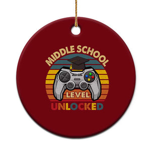 Middle School Level Unlocked Ceramic Ornament Funny Gamer First Day of Middle School TS01 1pc Red Print Your Wear