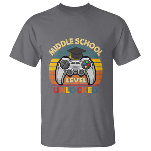 Middle School Level Unlocked T Shirt Happy First Day of Middle School TS01 Charcoal Print Your Wear