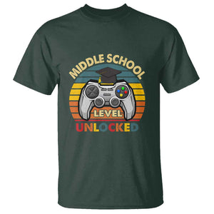 Middle School Level Unlocked T Shirt Happy First Day of Middle School TS01 Dark Forest Green Print Your Wear