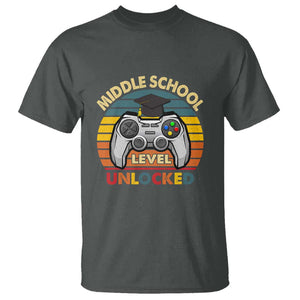 Middle School Level Unlocked T Shirt Happy First Day of Middle School TS01 Dark Heather Print Your Wear