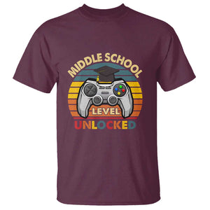 Middle School Level Unlocked T Shirt Happy First Day of Middle School TS01 Maroon Print Your Wear