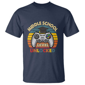 Middle School Level Unlocked T Shirt Happy First Day of Middle School TS01 Navy Print Your Wear