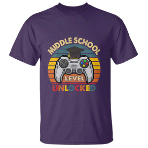 Middle School Level Unlocked T Shirt Happy First Day of Middle School TS01 Purple Print Your Wear