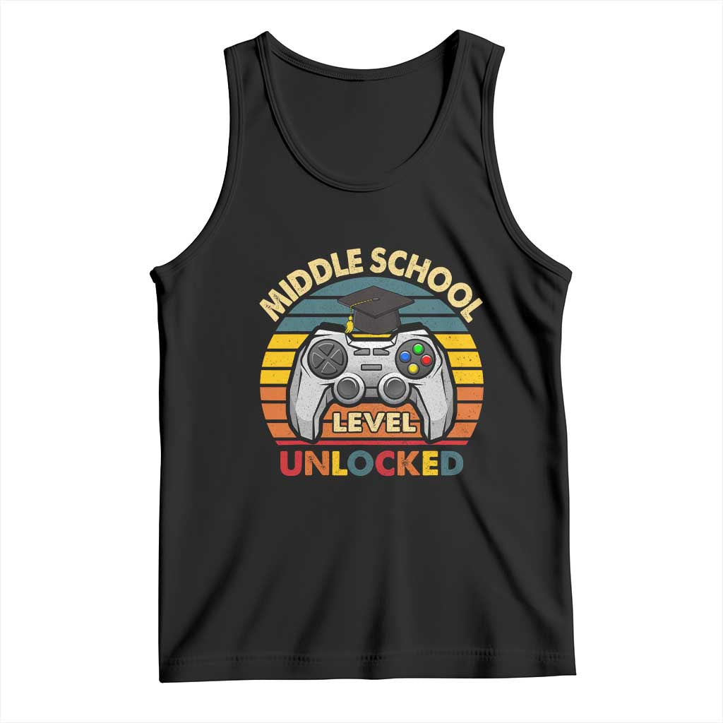 Middle School Level Unlocked Tank Top Funny Gamer First Day of Middle School TS01 Black Print Your Wear