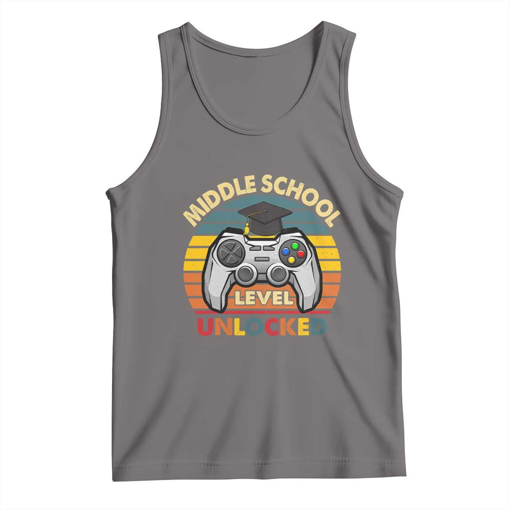 Middle School Level Unlocked Tank Top Funny Gamer First Day of Middle School TS01 Deep Heather Print Your Wear