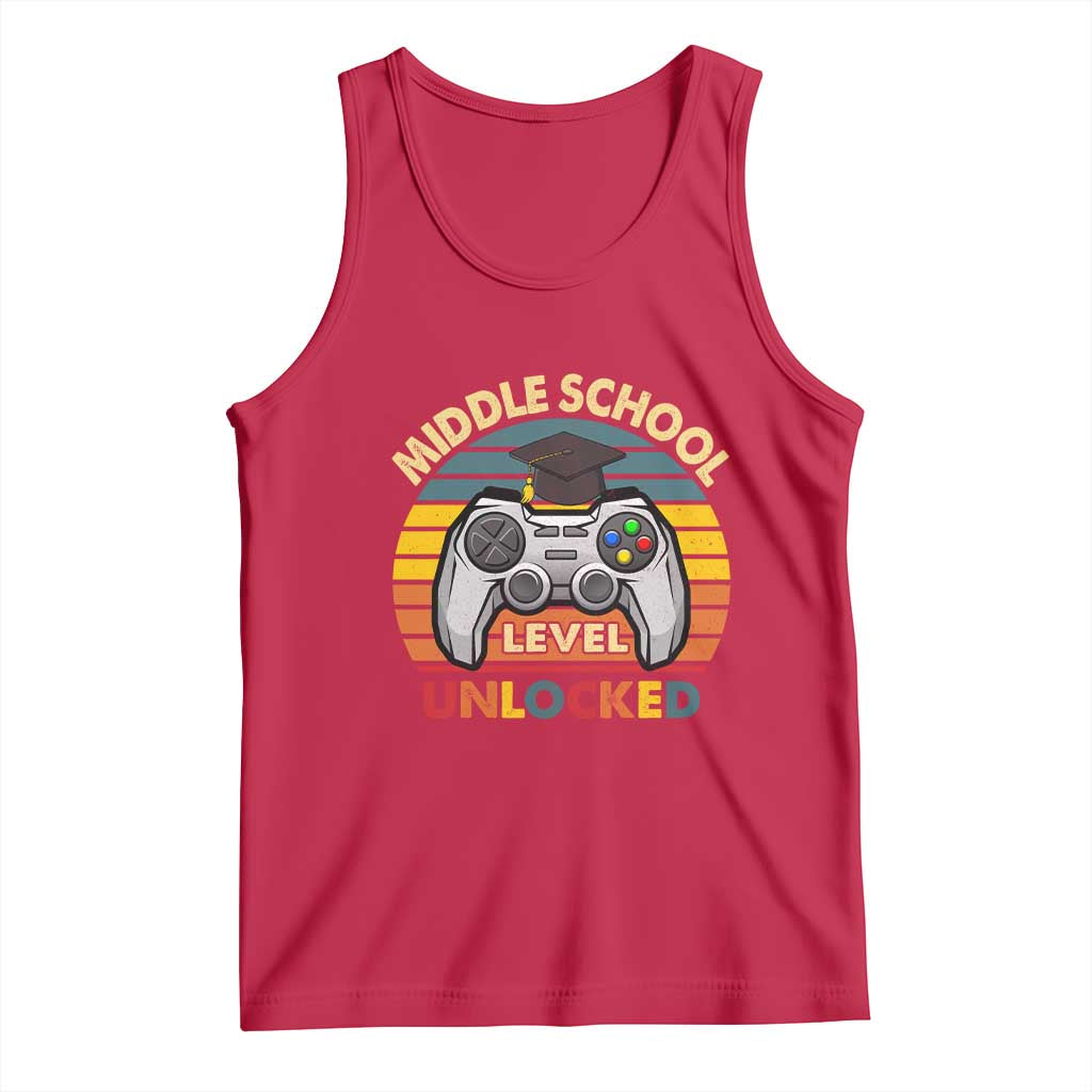 Middle School Level Unlocked Tank Top Funny Gamer First Day of Middle School TS01 Red Print Your Wear