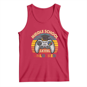 Middle School Level Unlocked Tank Top Funny Gamer First Day of Middle School TS01 Red Print Your Wear
