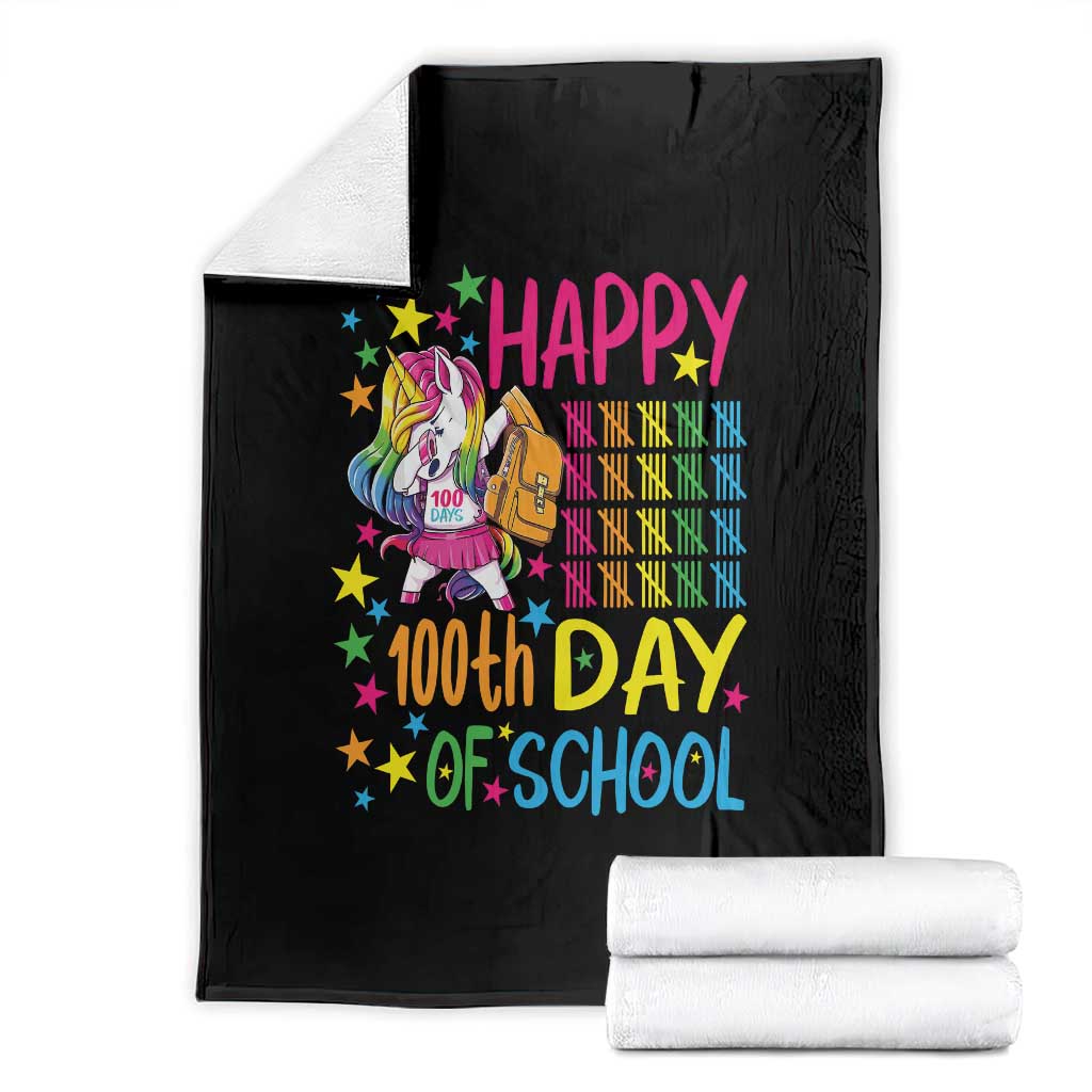 Happy 100th Day of School Unicorn Throw Blanket Magical Girls Celebration Gift TS01 Black Print Your Wear