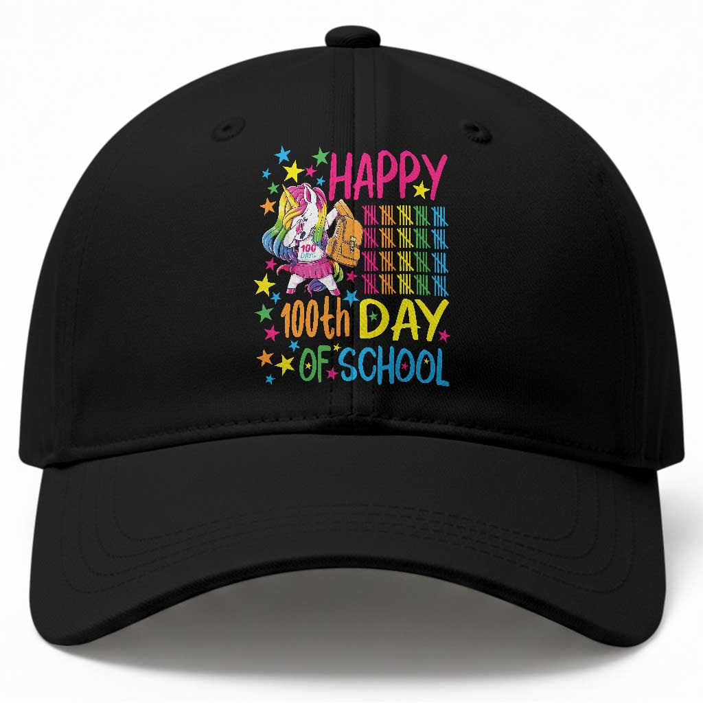 Happy 100th Day of School Unicorn Baseball Cap Magical Girls Celebration Gift TS01 Print Your Wear