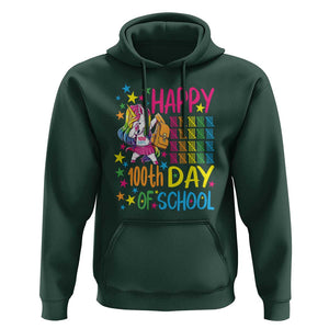 Happy 100th Day of School Unicorn Hoodie Celebration Design TS01 Dark Forest Green Print Your Wear