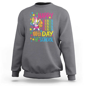 Happy 100th Day of School Unicorn Sweatshirt Celebration Design TS01 Charcoal Print Your Wear