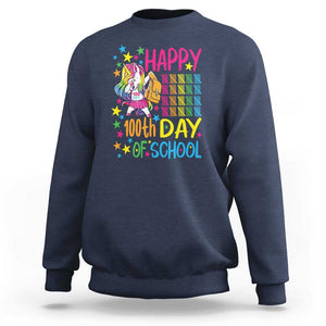 Happy 100th Day of School Unicorn Sweatshirt Celebration Design TS01 Navy Print Your Wear