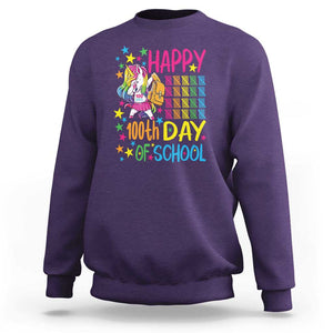 Happy 100th Day of School Unicorn Sweatshirt Celebration Design TS01 Purple Print Your Wear