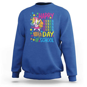 Happy 100th Day of School Unicorn Sweatshirt Celebration Design TS01 Royal Blue Print Your Wear