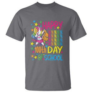 Happy 100th Day of School Unicorn T Shirt Celebration Design TS01 Charcoal Print Your Wear