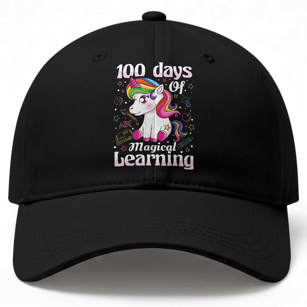 Magical Unicorn 100th Day of School Baseball Cap Cute Girls Celebration Gift TS01 Print Your Wear