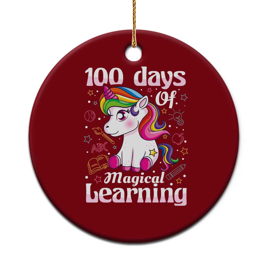 Magical Unicorn 100th Day of School Ceramic Ornament Cute Girls Celebration Gift TS01 1pc Red Print Your Wear