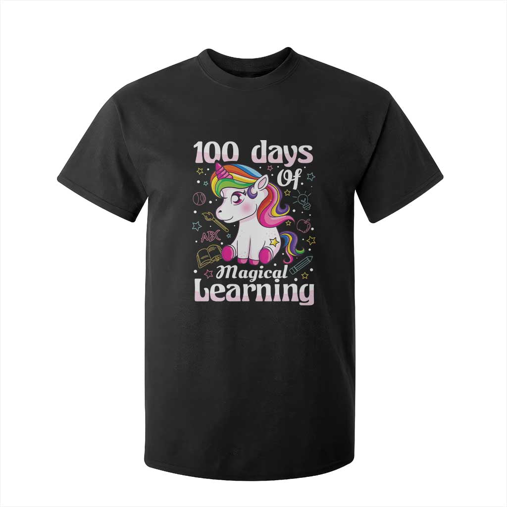 Magical Unicorn 100th Day of School T Shirt For Kid Cute Girls Celebration Gift TS01 Black Print Your Wear