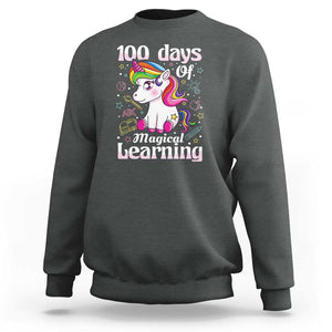 100th Day of School Unicorn Sweatshirt Girls 100 Days Celebration TS01 Dark Heather Print Your Wear