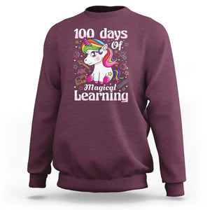 100th Day of School Unicorn Sweatshirt Girls 100 Days Celebration TS01 Maroon Print Your Wear