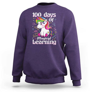 100th Day of School Unicorn Sweatshirt Girls 100 Days Celebration TS01 Purple Print Your Wear